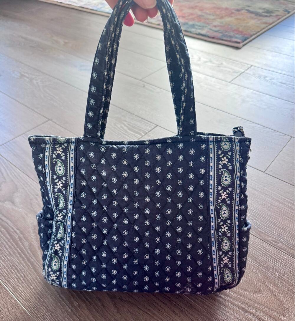 VTG Vera Bradley Seaport Navy Mini Tote Bag Retired USA Made Preppy Paisley